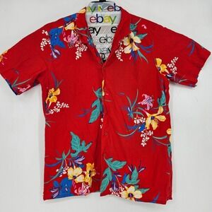 Vintage Witts‎ End Shirt Mens XL Hawaiian Floral Tiki Red Short Sleeve Made USA